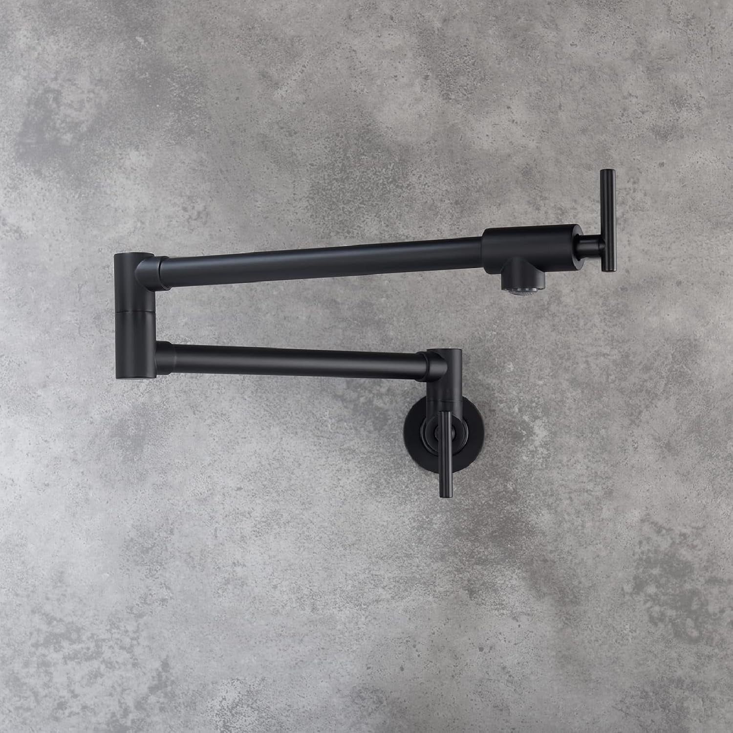 Matte Black Brass Wall Mount Pot Filler Faucet with Swing Arm