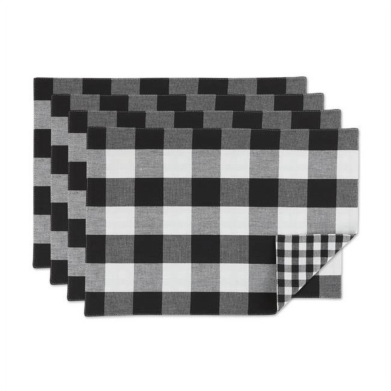 Black and White Reversible Gingham Buffalo Check Cotton Placemats