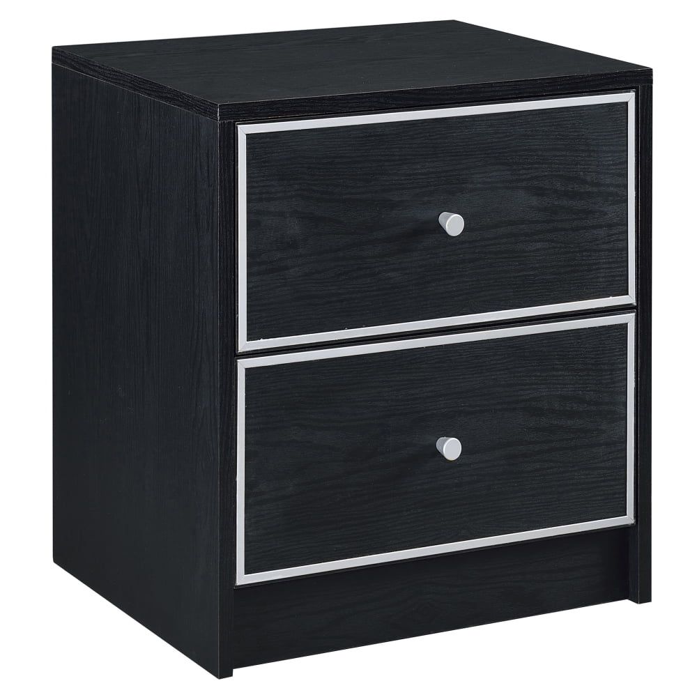 Jabir Black and Silver Rectangular Wood Accent Table with Storage