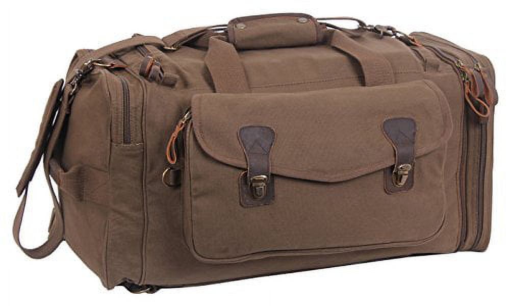 Brown Canvas and Leather Extended Stay Travel Duffle Bag