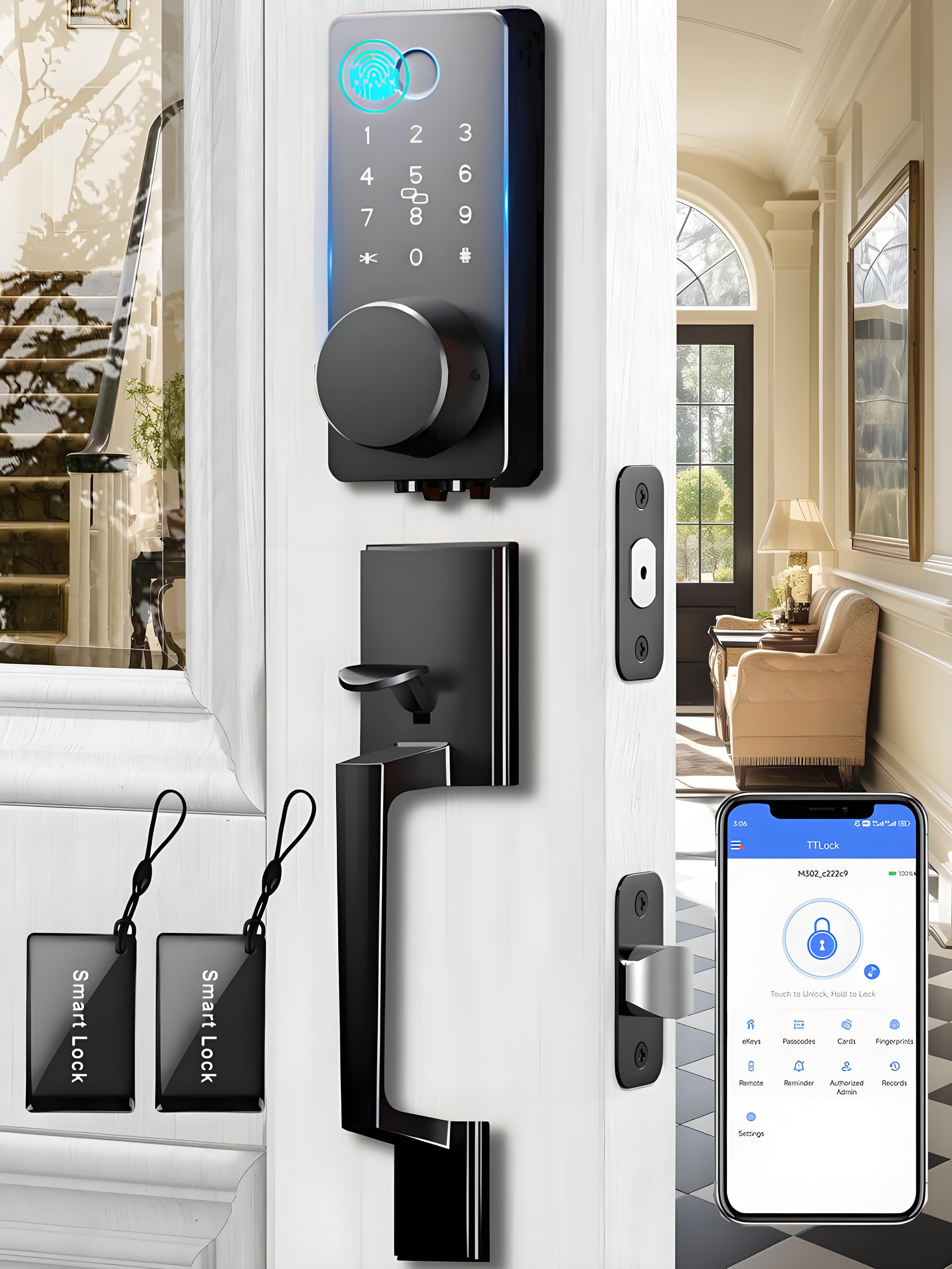 Black Electronic Deadbolt with Touchscreen Keypad and Bluetooth