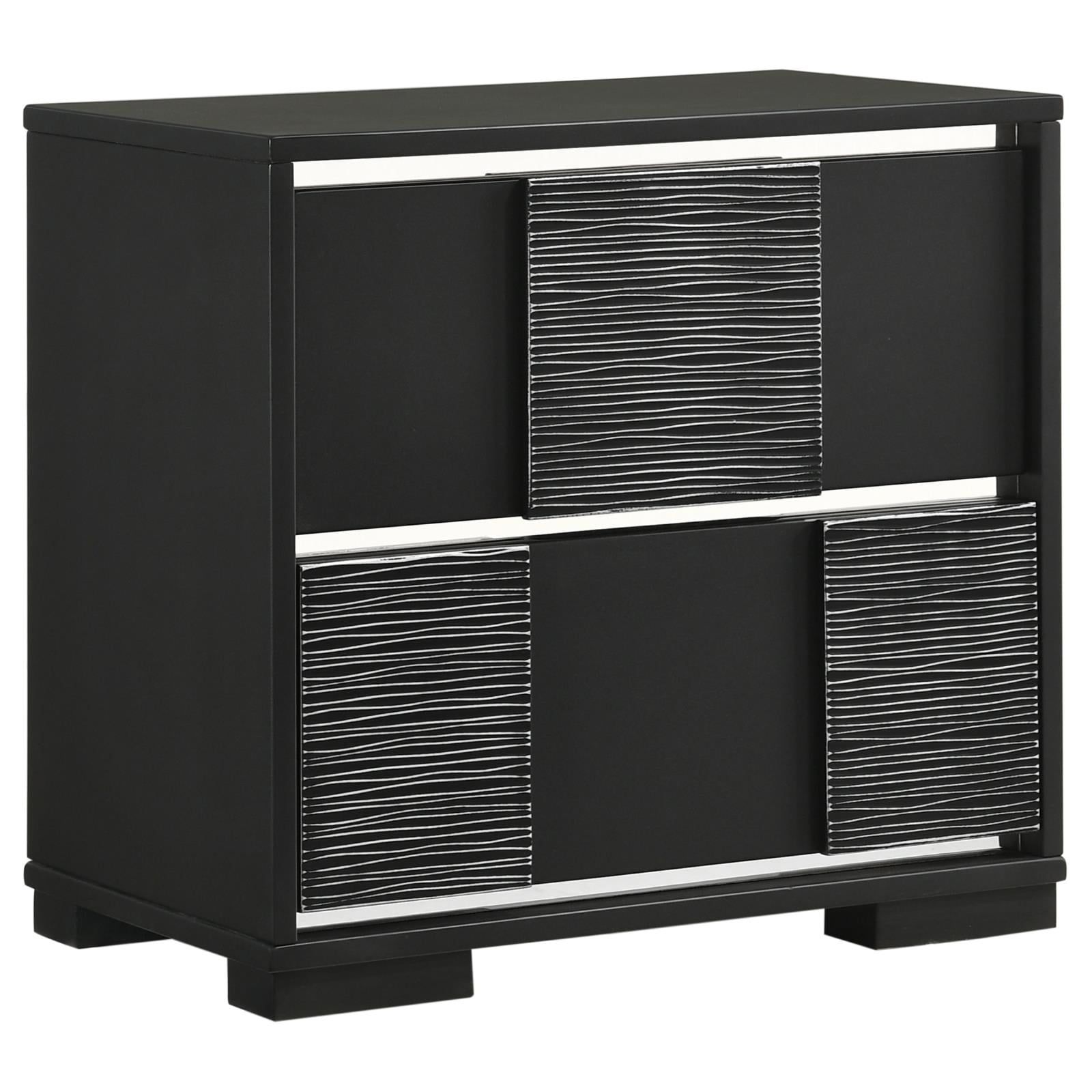 Black and Gray 2-Drawer Contemporary Wood Nightstand