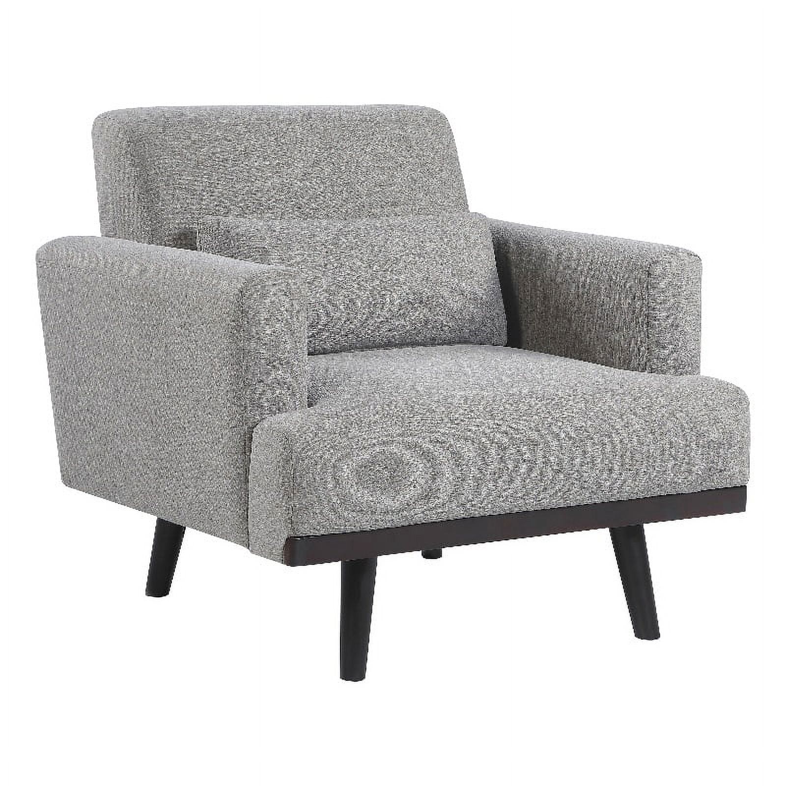 Gray Upholstered Stationary Accent Chair with Dark Wood Legs