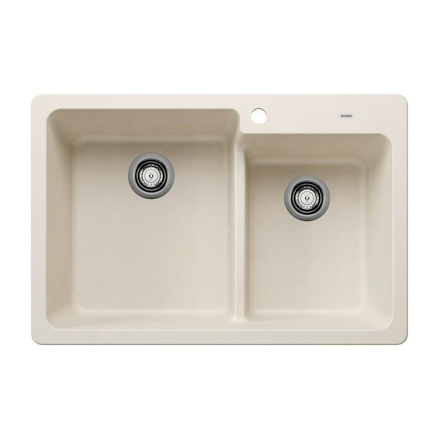 Soft White 33" Double Basin Silgranit Drop-In Kitchen Sink