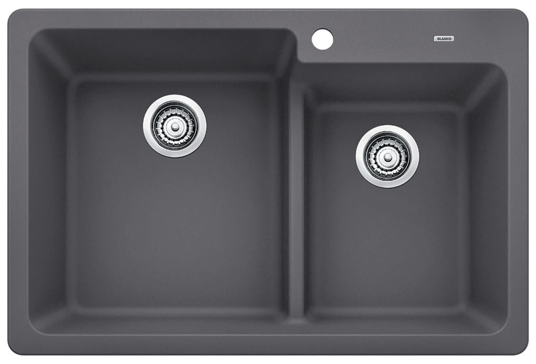 Cinder Gray 33" Dual Mount Double Bowl Stone Kitchen Sink