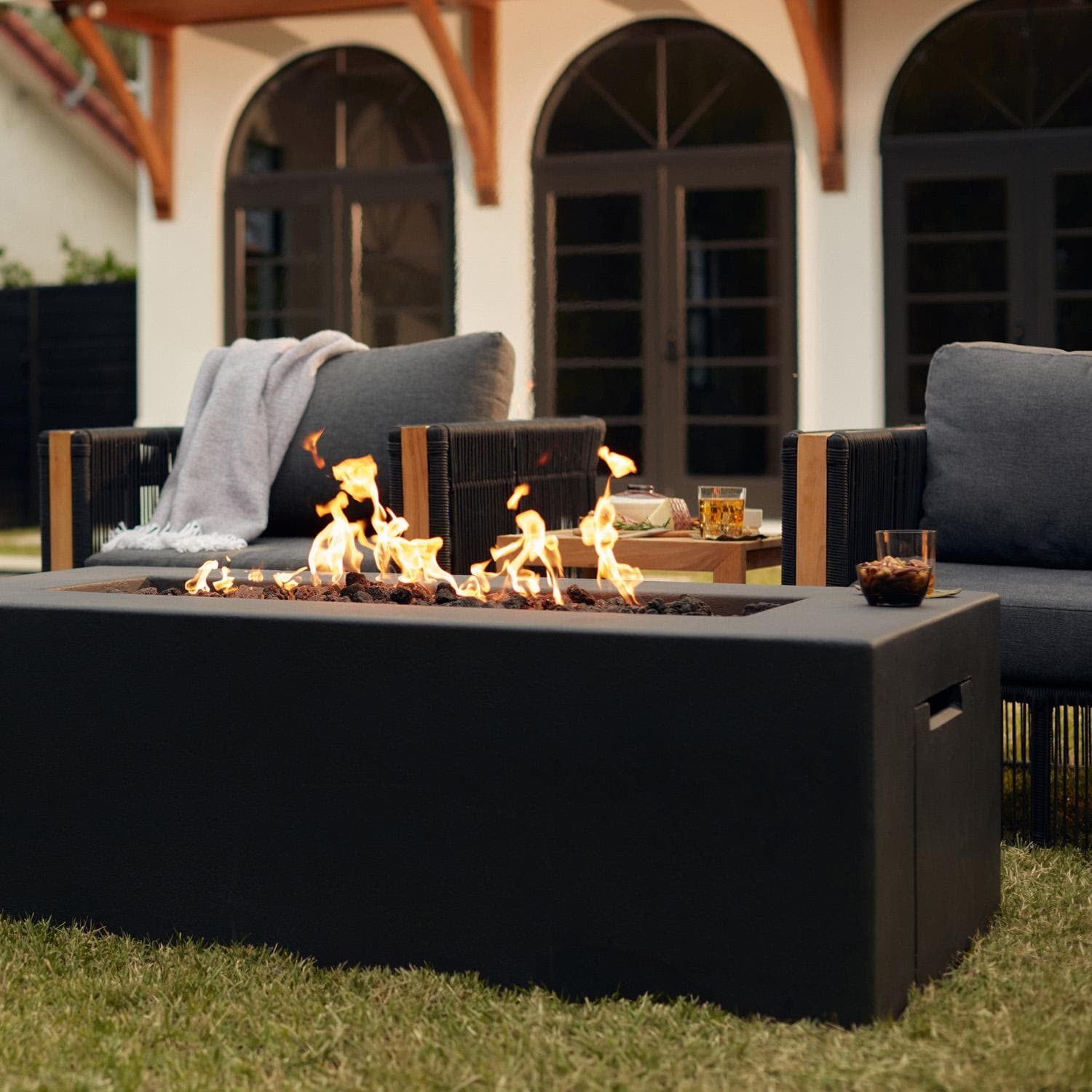 Blaze 60" Black Concrete Propane Fire Pit Table