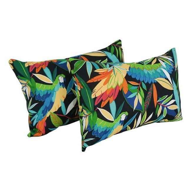 Colorful Parrot Print Rectangular Spun Polyester Throw Pillows Set