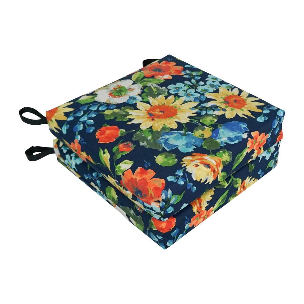 Alfinia Fresco Caspian Floral Polyester Outdoor Chair Cushions, Set of 2