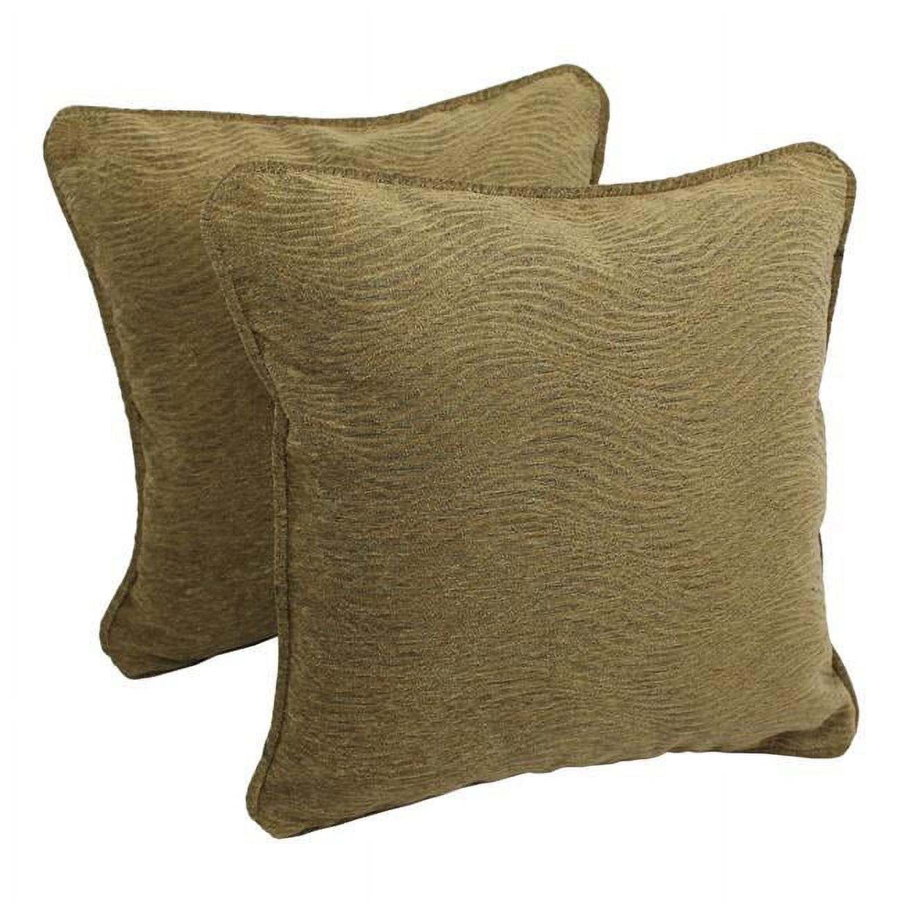 Champagne Chenille Square Throw Pillows with Inserts, Set of 2