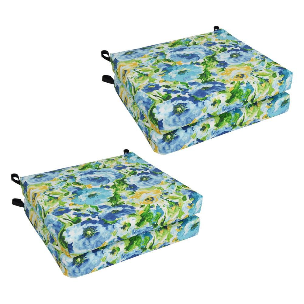 Lesandra Sunblue Patterned Polyester Outdoor Chair Cushions, Set of 4