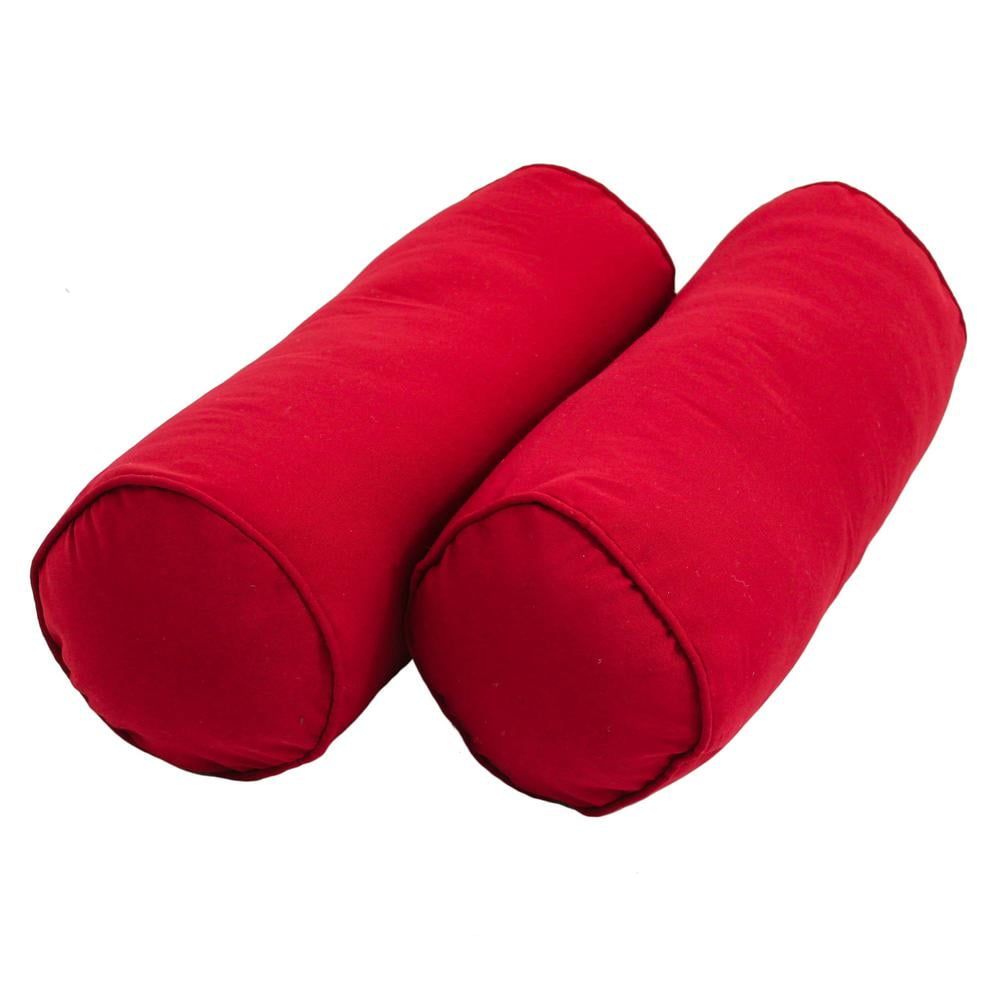 Red Cotton Twill Bolster Pillows Set with Microdenier Fill