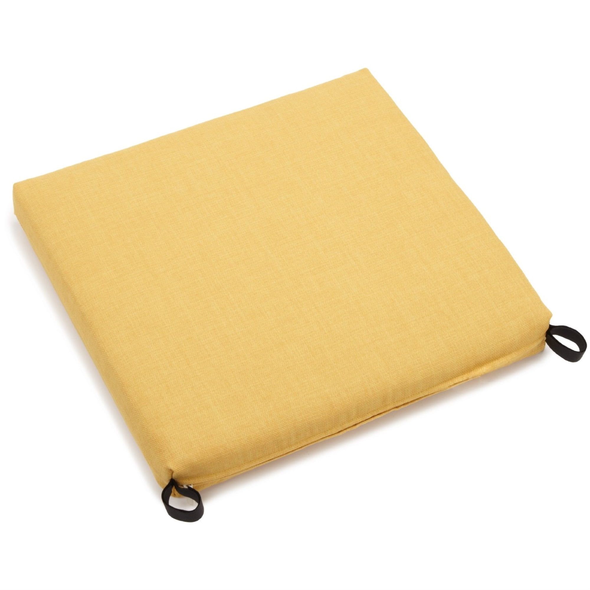 Lemon Yellow Spun Polyester Outdoor Chair Cushion, 20" x 19"
