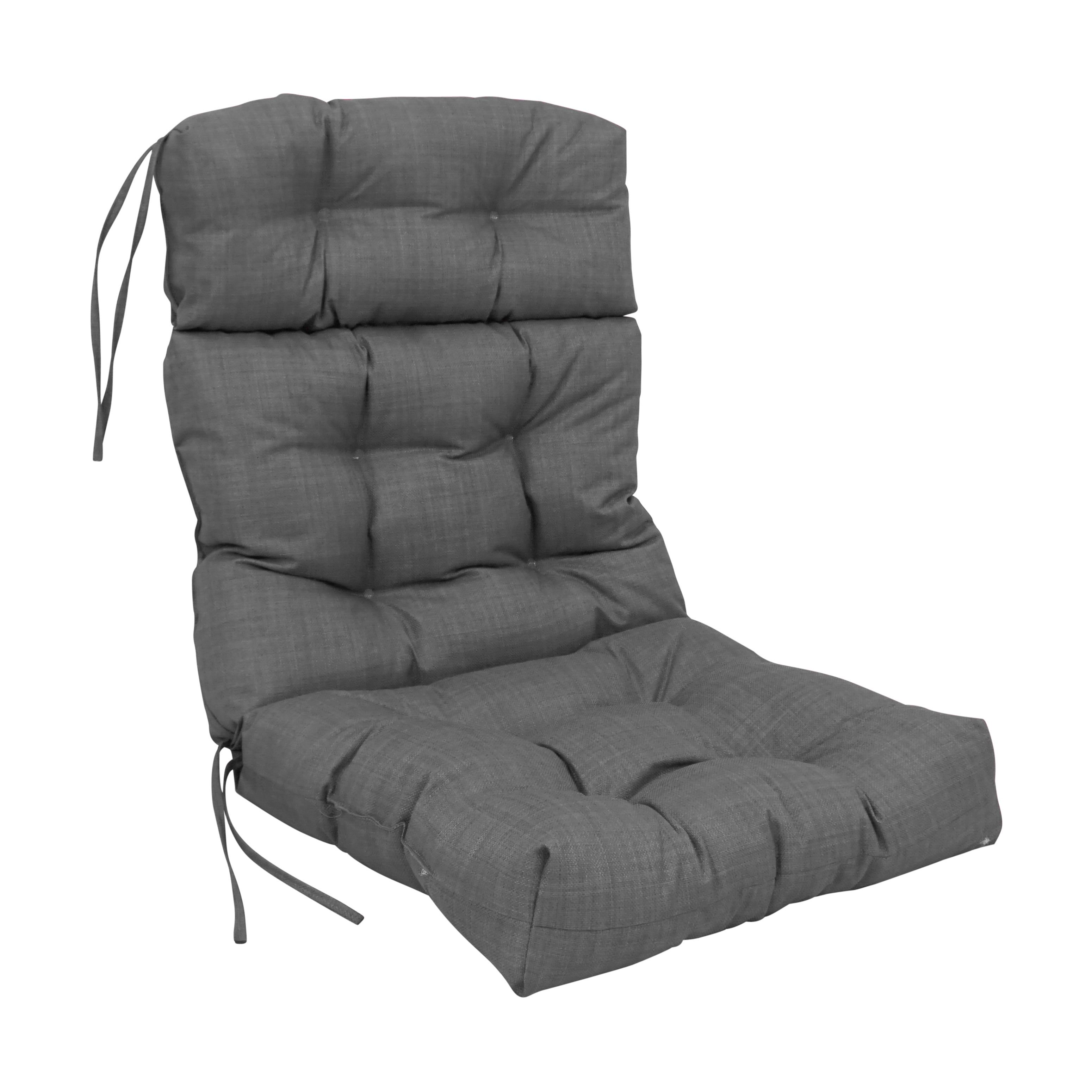 Cool Gray Tufted Spun Polyester Outdoor Chair Cushion, 22" x 45"