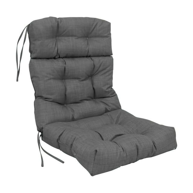 Cool Gray Tufted Spun Polyester Outdoor Chair Cushion, 22" x 45"