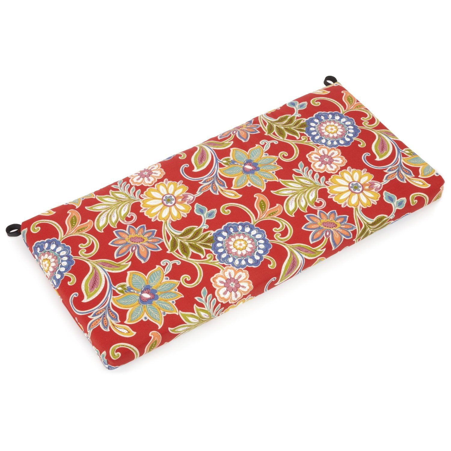 Multicolor Floral Spun Polyester Outdoor Loveseat Cushion, 40" x 19"
