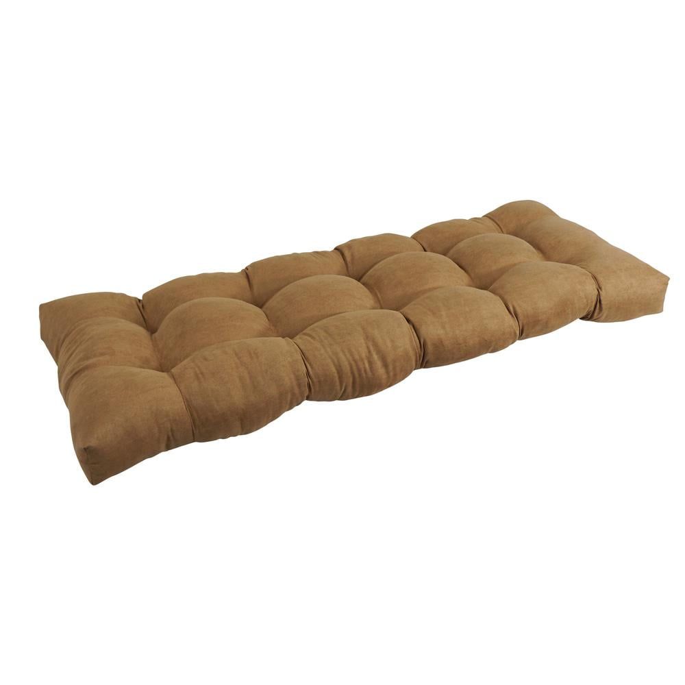 Saddle Brown Tufted Microsuede Bench Cushion, 46" x 19"
