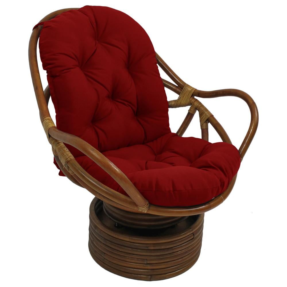 Paprika Red Outdoor Swivel Rocking Chair with Tufted Cushion