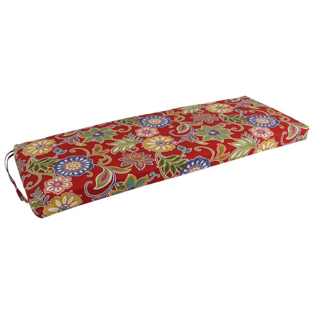 Vibrant Red and Multicolor Polyester Outdoor Bench Cushion, 54" x 19"