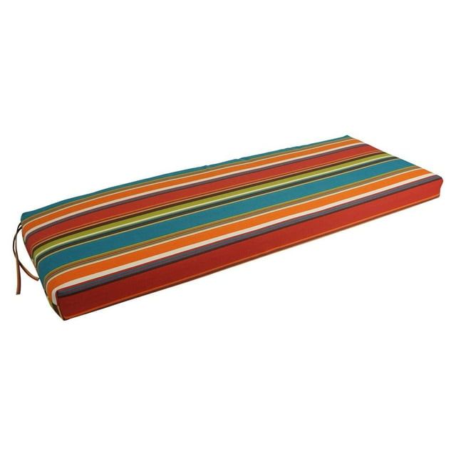 Vibrant Multicolor Striped Outdoor Polyester Bench Cushion, 54" x 19"