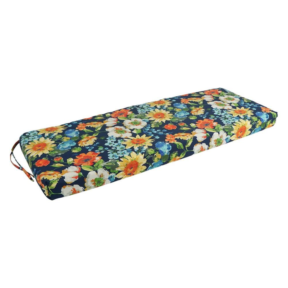 Vibrant Floral Outdoor Polyester Bench Cushion, 54" x 19"