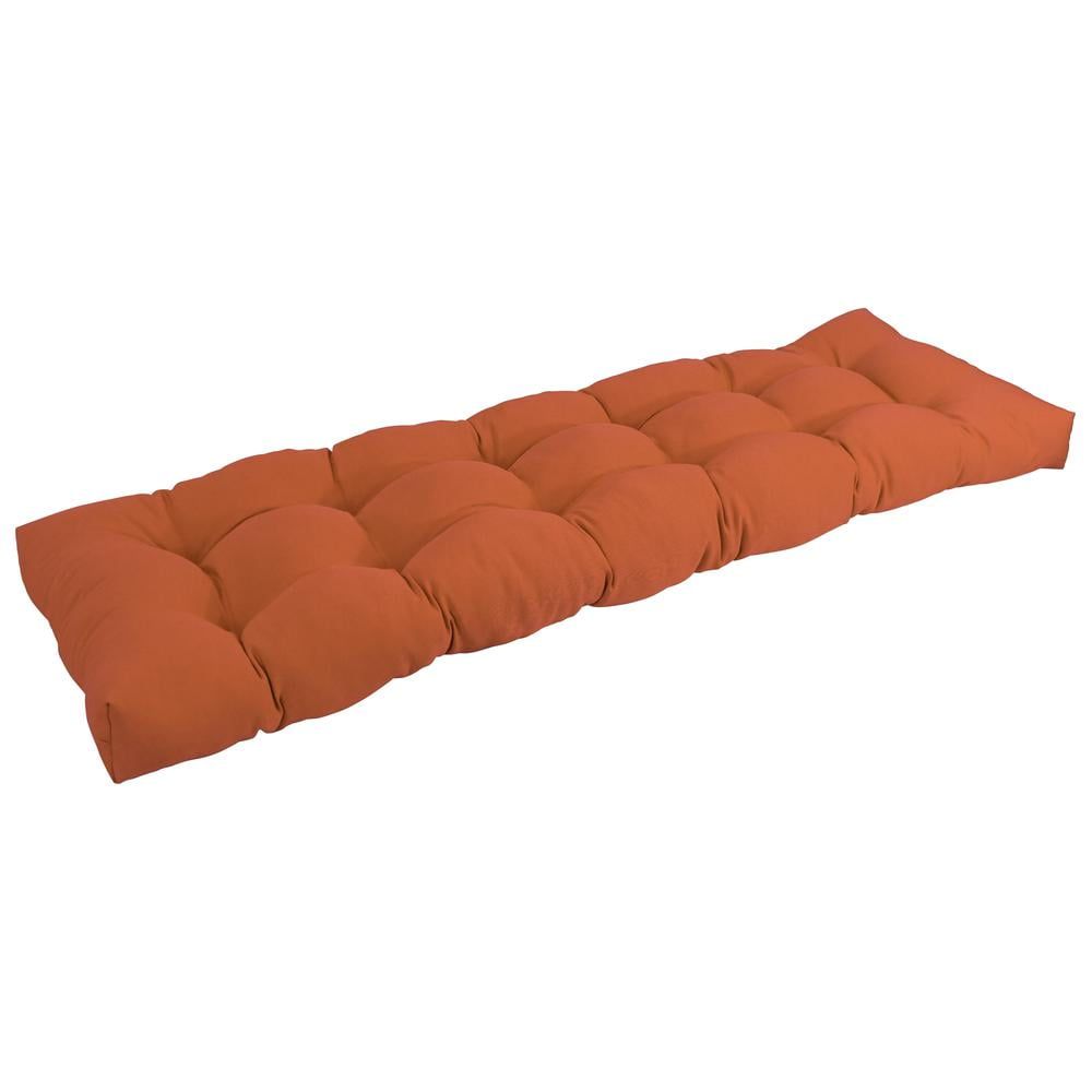 Spice Orange Twill Tufted Bench Cushion, 55" x 19"