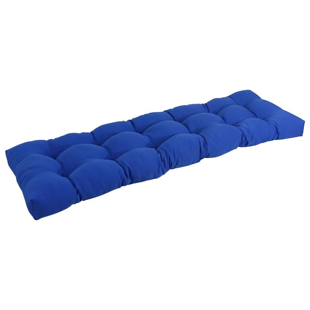 Royal Blue Twill Tufted Bench Cushion, 55" x 19"