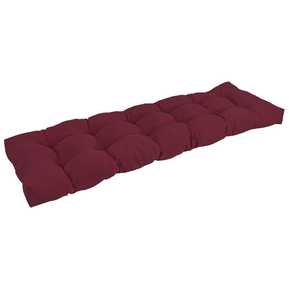 Burgundy Twill Tufted Bench Cushion, 55" x 19"