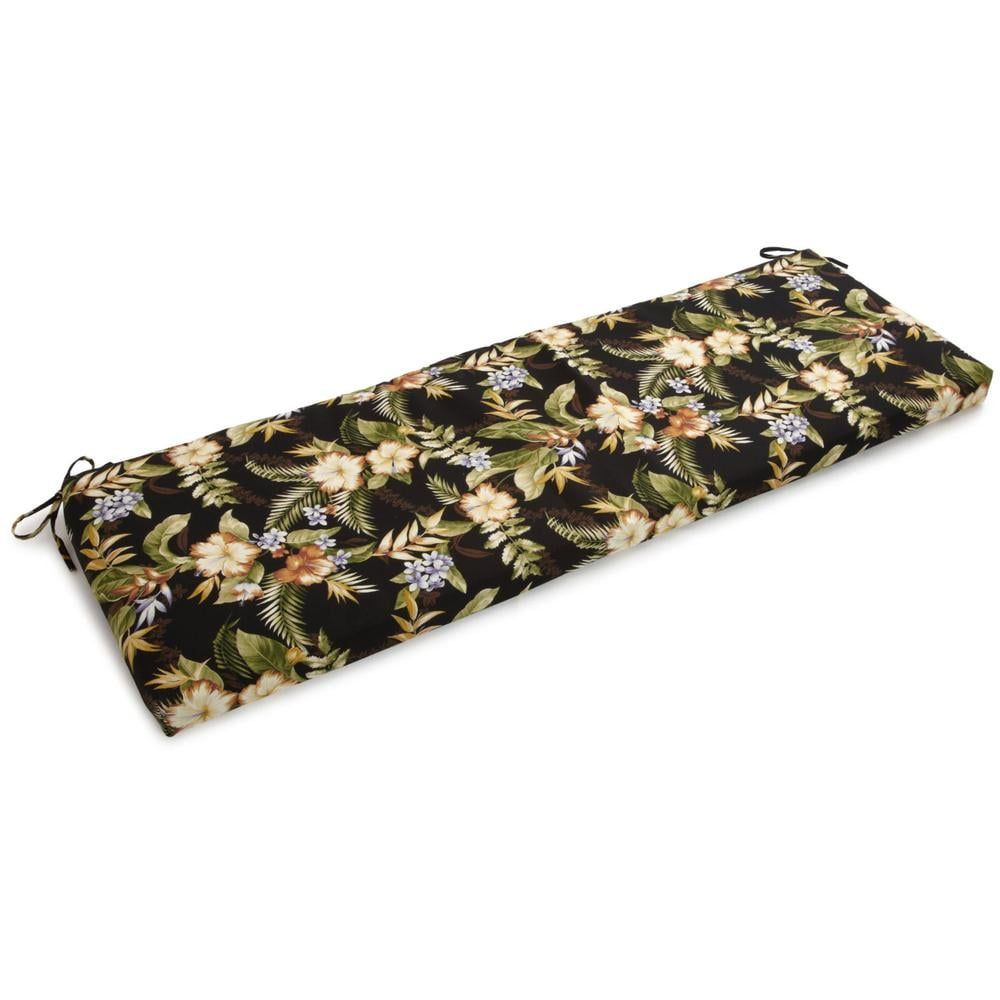 Freeport Ebony Floral Spun Polyester Outdoor Bench Cushion
