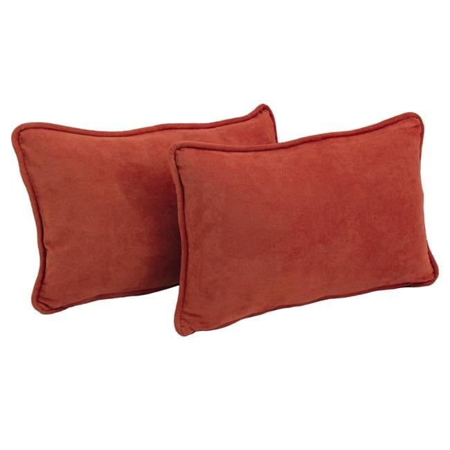 Cardinal Red Microsuede Rectangular Lumbar Support Pillow Set