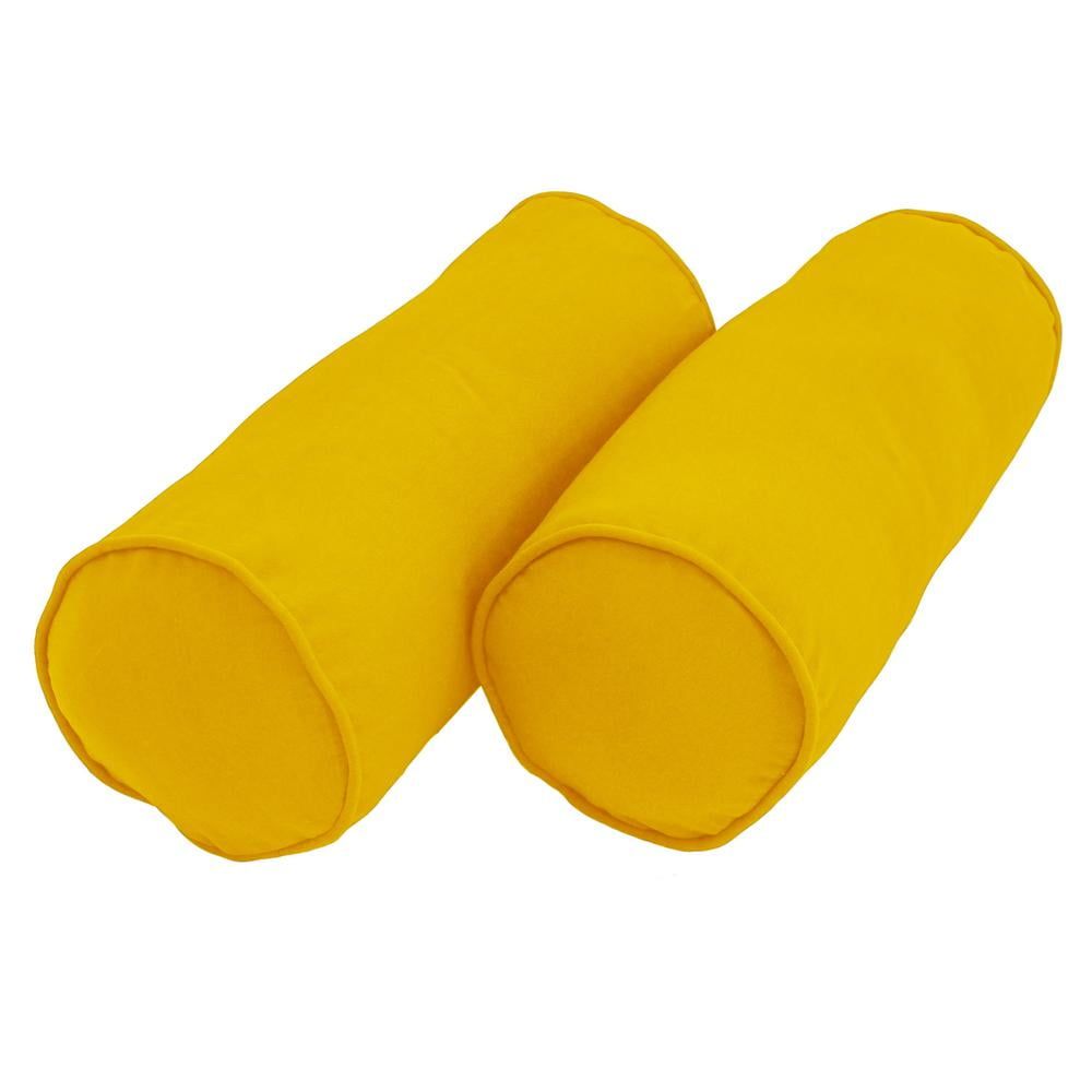 Sunset Yellow Twill Bolster Pillows with Inserts, Set of 2