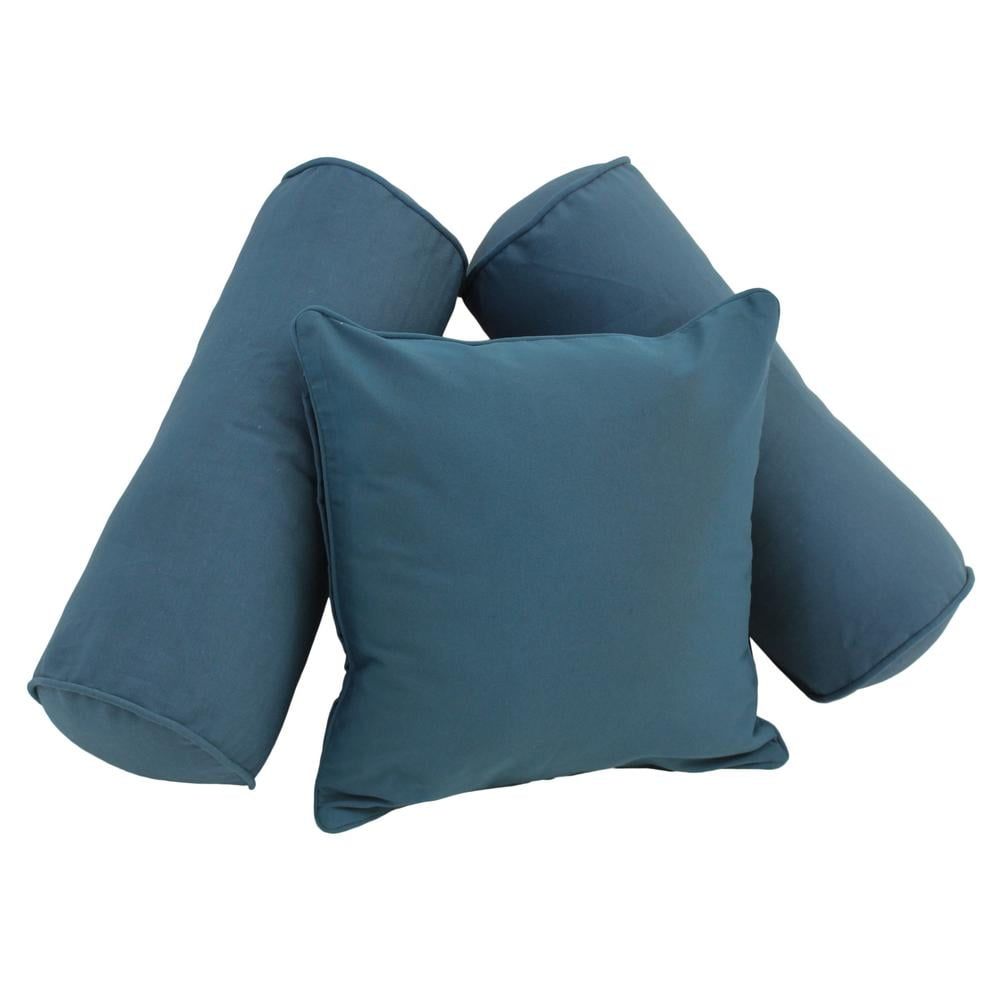Indigo Solid Twill Bolster and Square Pillow Set