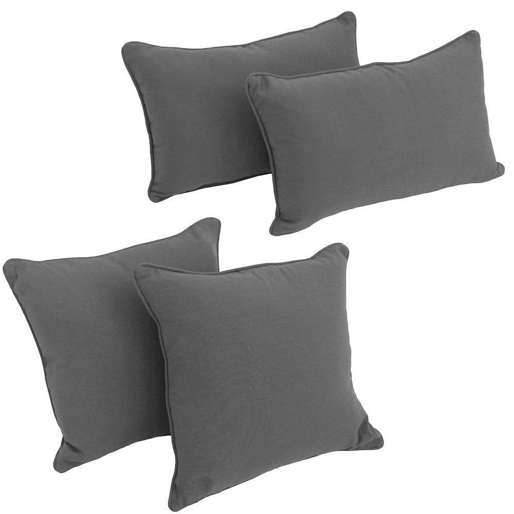 Gray Cotton Blend Reversible Throw Pillow Set