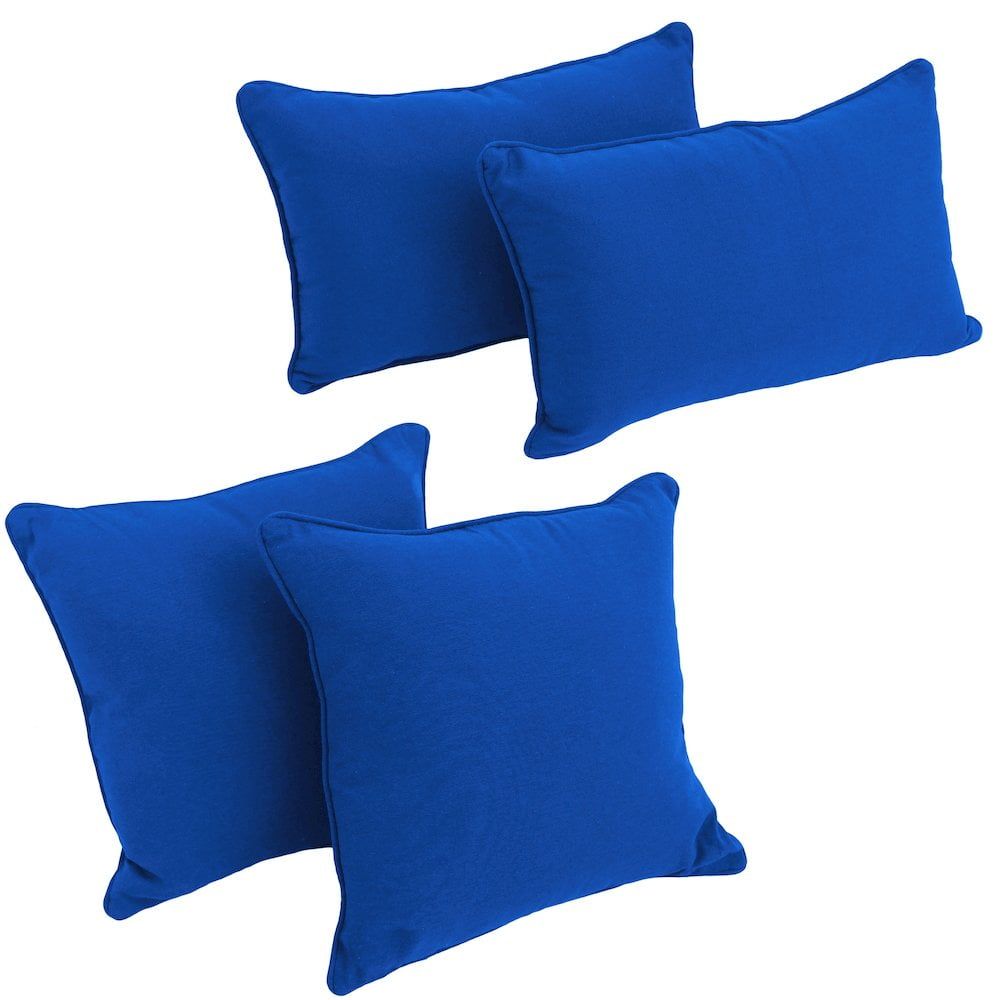Royal Blue Cotton Blend Reversible Throw Pillow Set