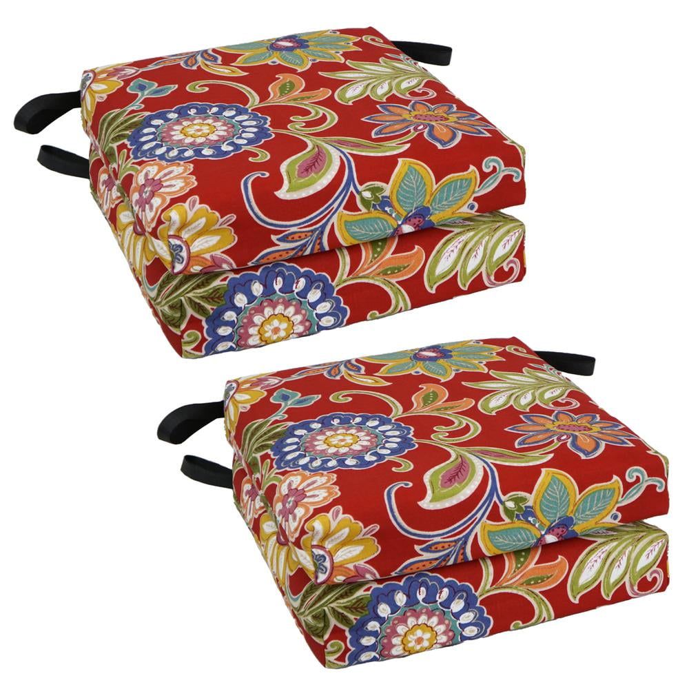 Alenia Pompeii Red Floral Polyester Outdoor Chair Cushions, Set of 4