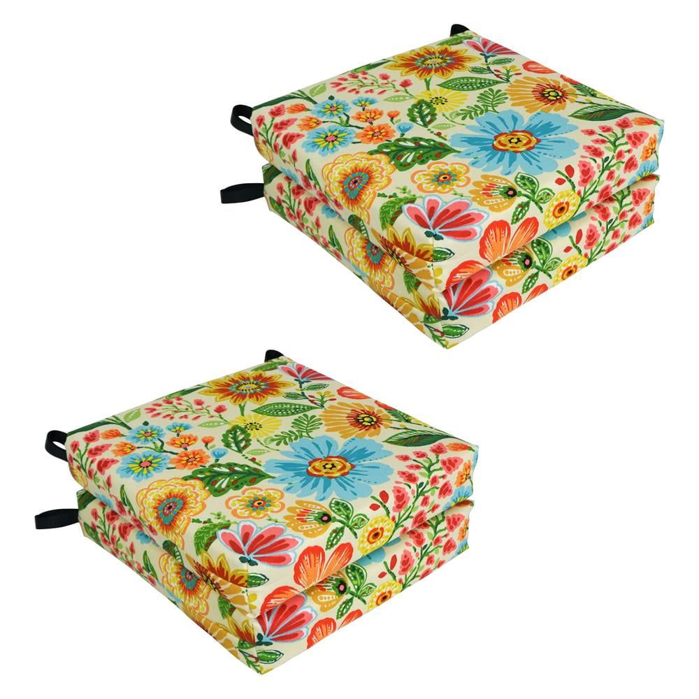Gregoire Chamomile Floral Polyester Outdoor Chair Cushions, Set of 4
