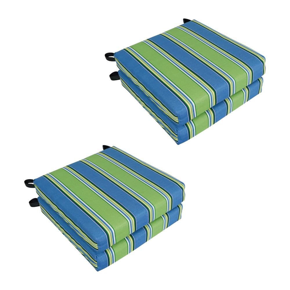 Haliwell Caribbean Blue and Green Striped Outdoor Chair Cushions