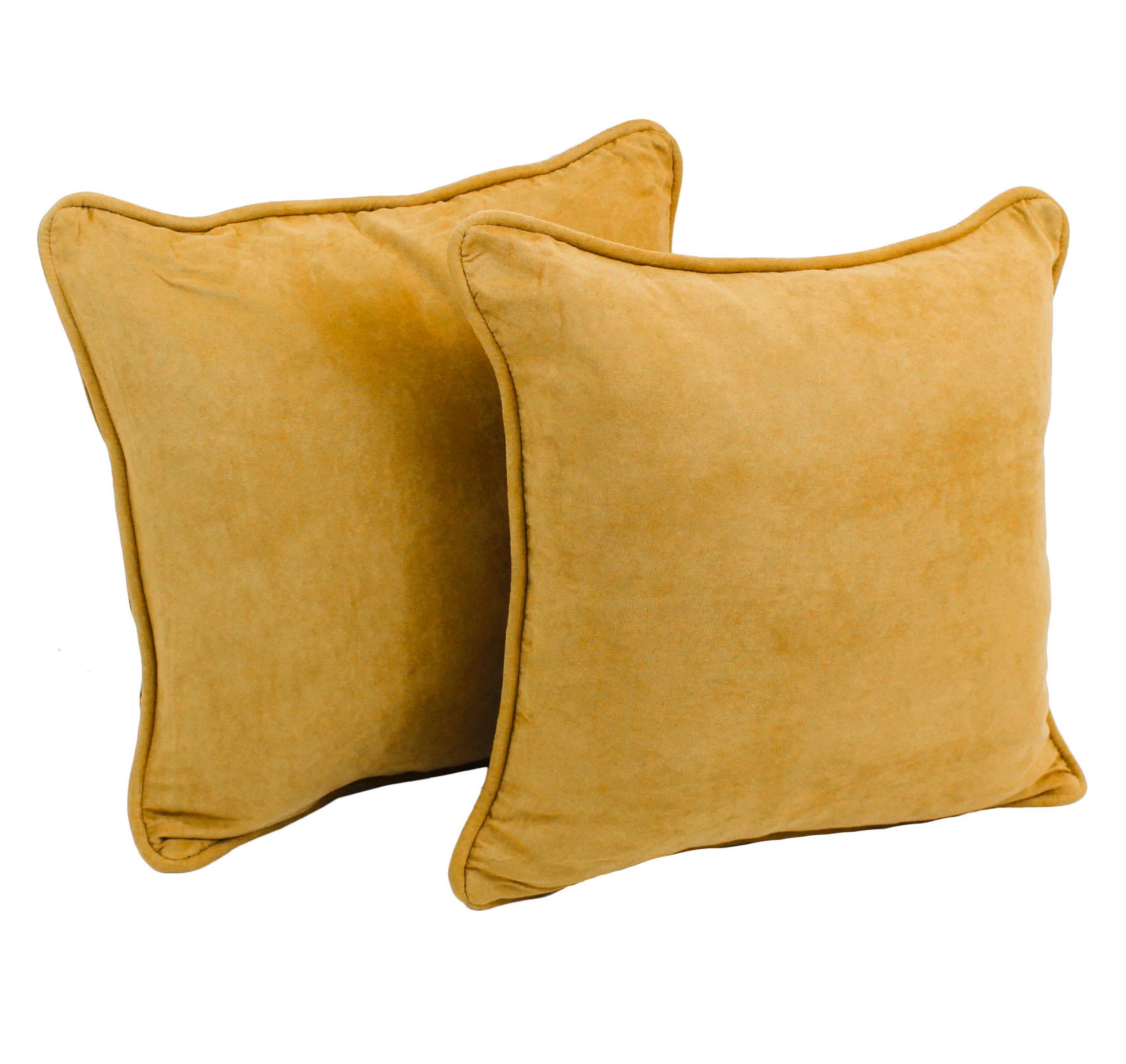Lemon Yellow Microsuede Square Throw Pillows Set of 2