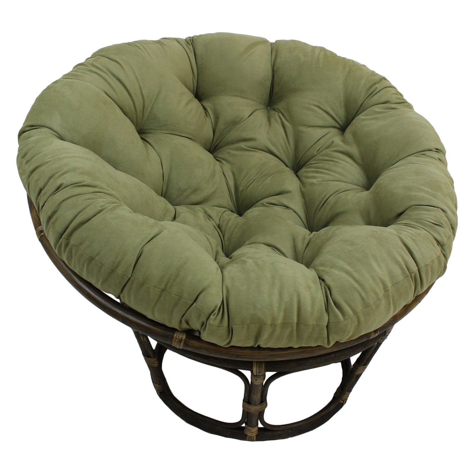 Sage Green Tufted Twill Papasan Cushion 44" Indoor Comfort