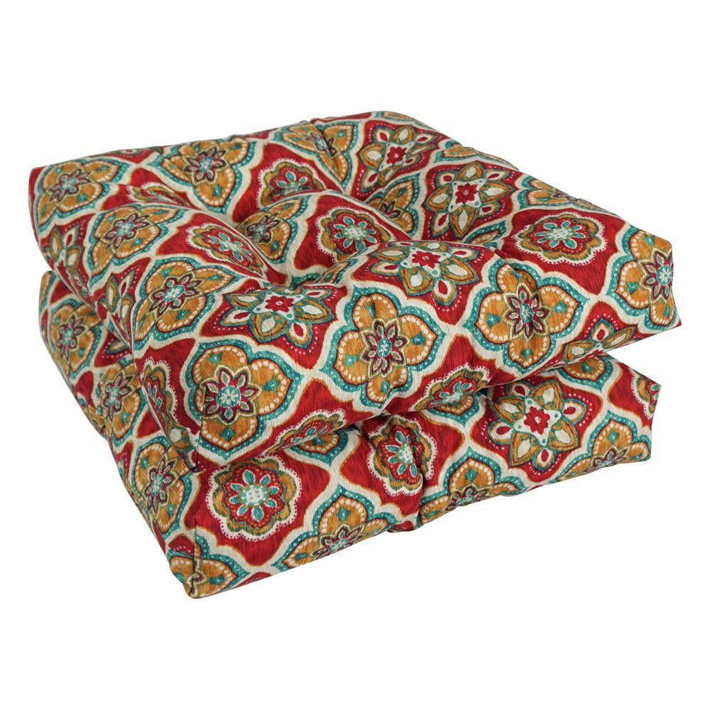 Adonis Jewel Patterned Tufted Polyester Dining Chair Cushions, Set of 2