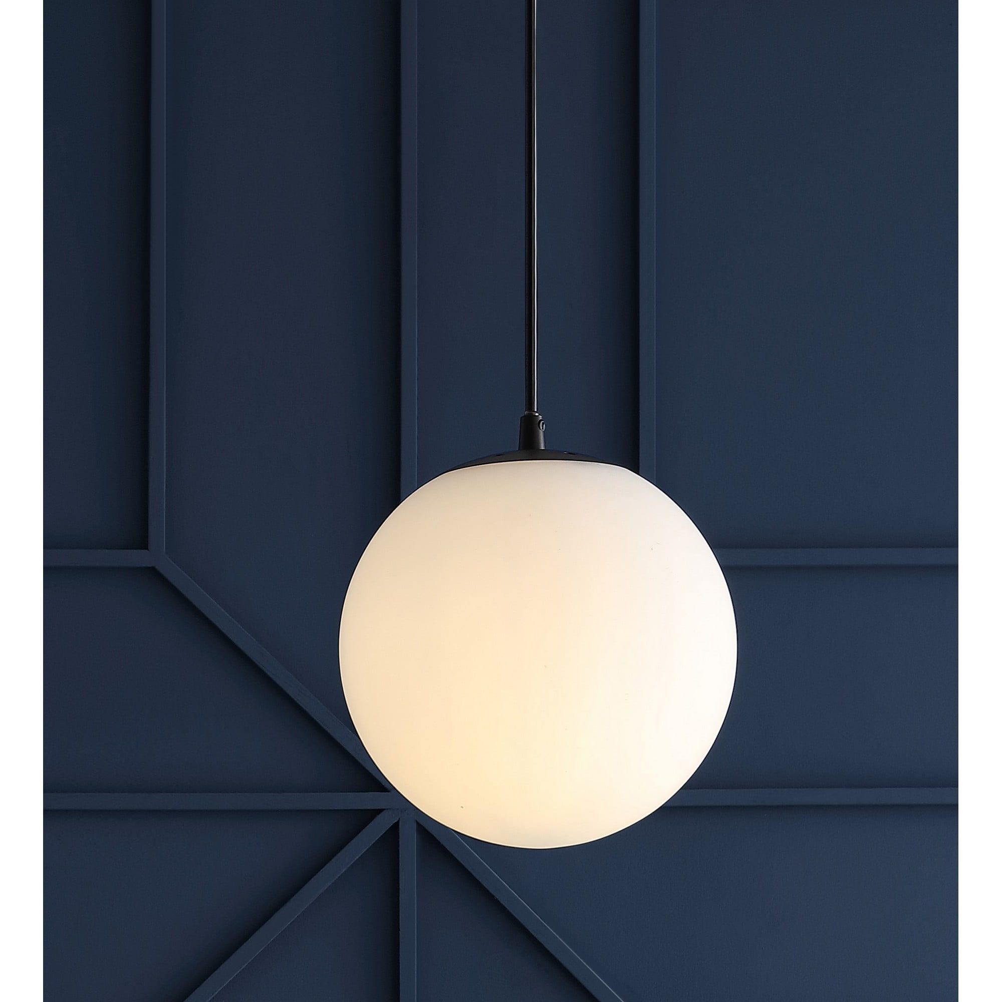 Bleecker Modern Globe LED Pendant Light in White/Oil Rubbed Bronze