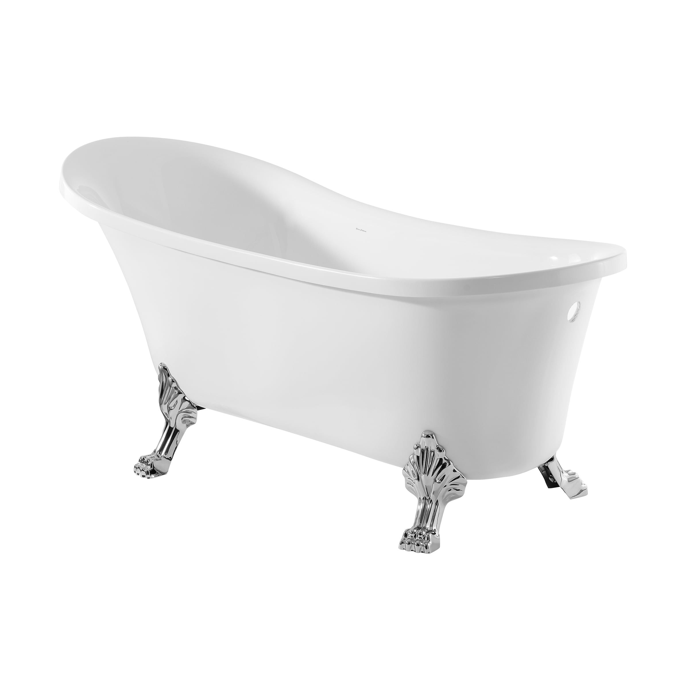 Bleu 59-Inch Glossy White Acrylic Clawfoot Freestanding Bathtub