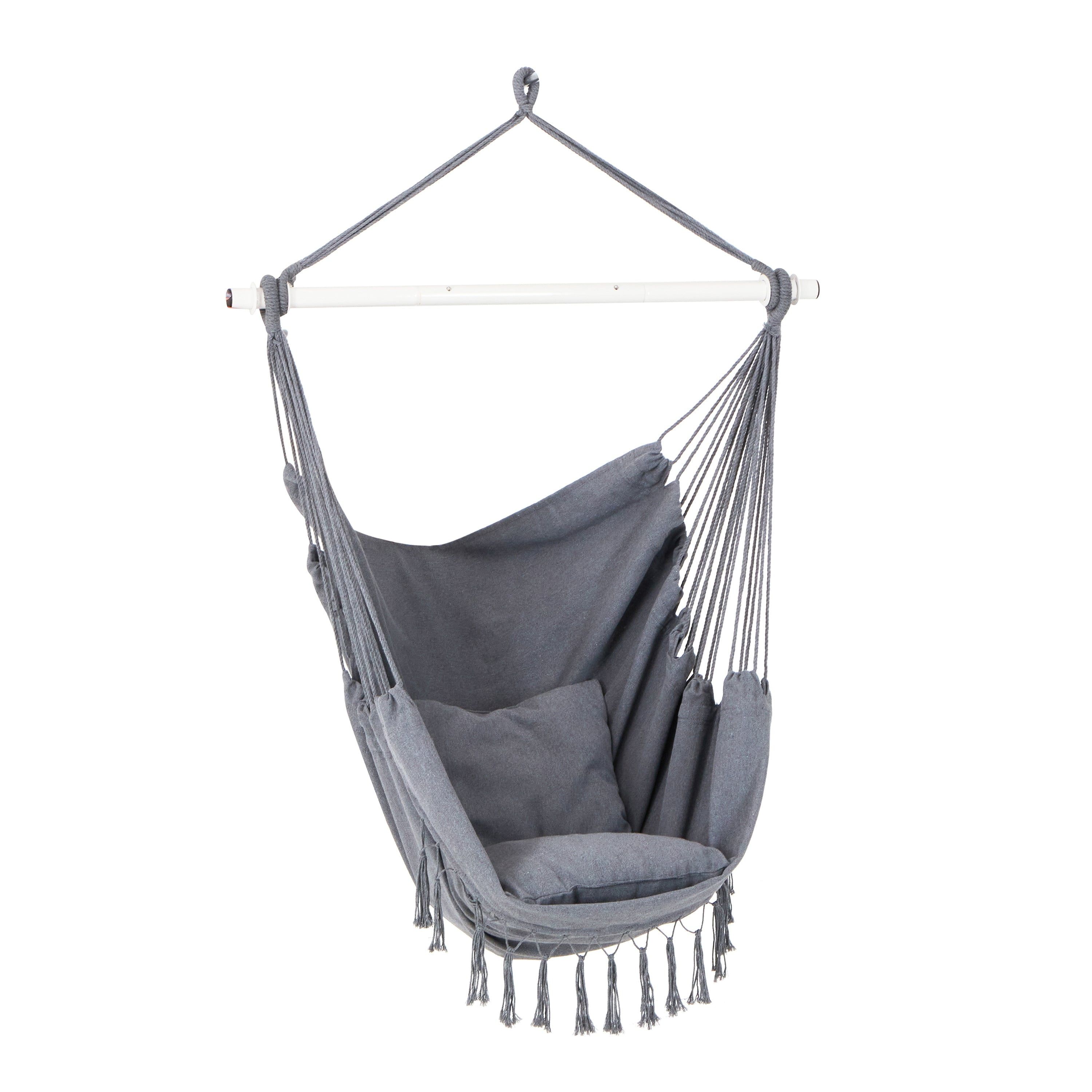 Gray Cotton and Polyester Hanging Chair with Cushions