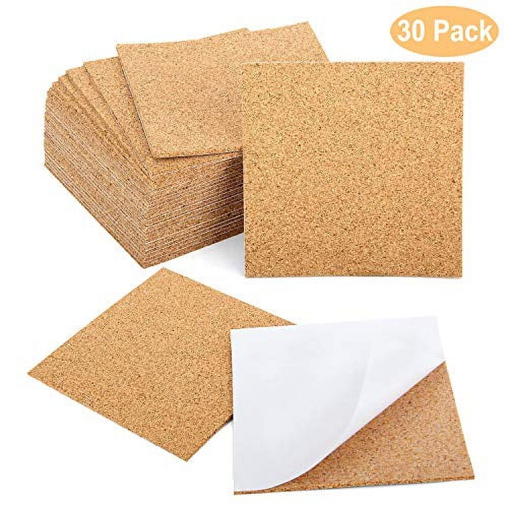 Blisstime 30-Pack Self-Adhesive Cork Squares for DIY Projects