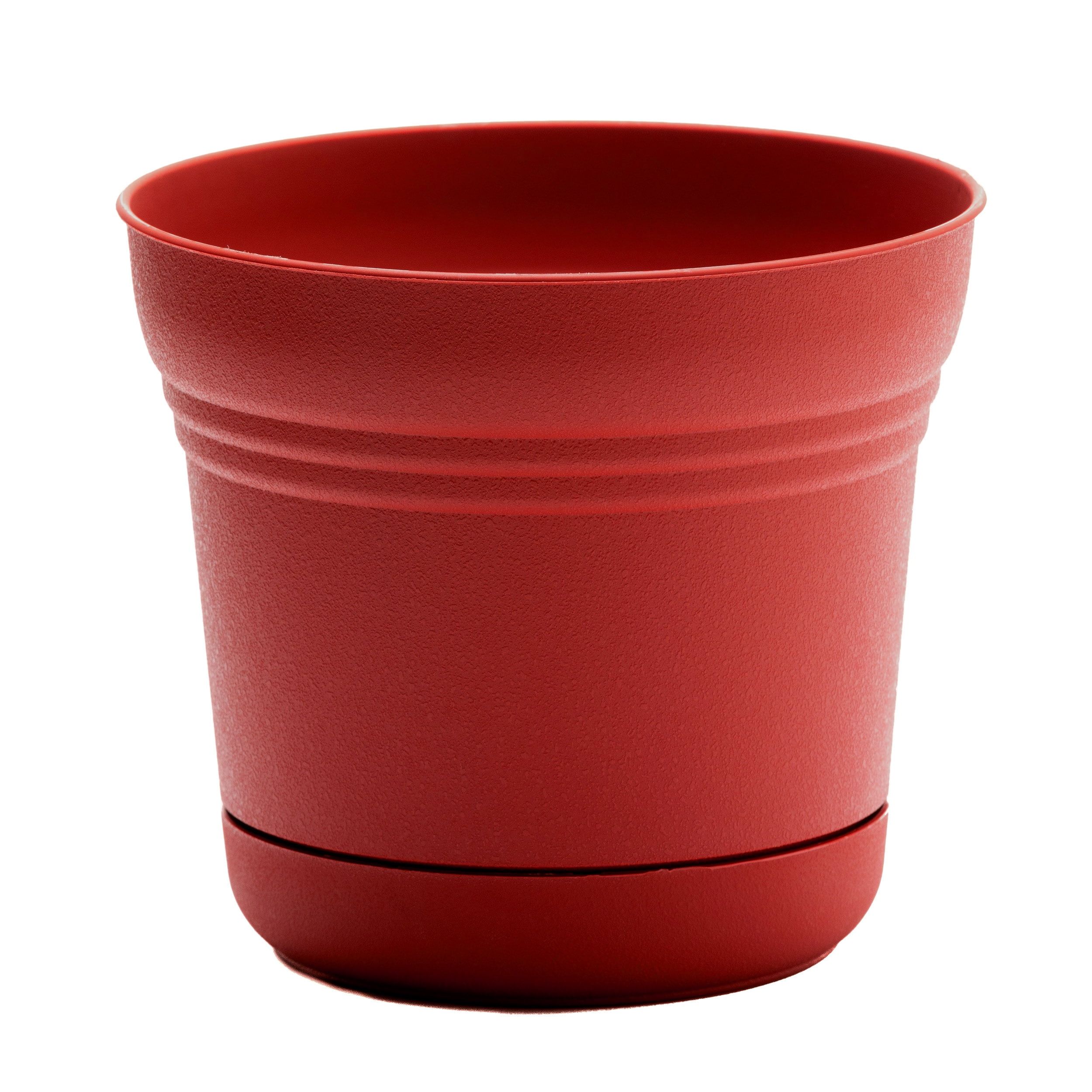 Saturn 10" Burnt Red Round Self-Draining Planter with Saucer