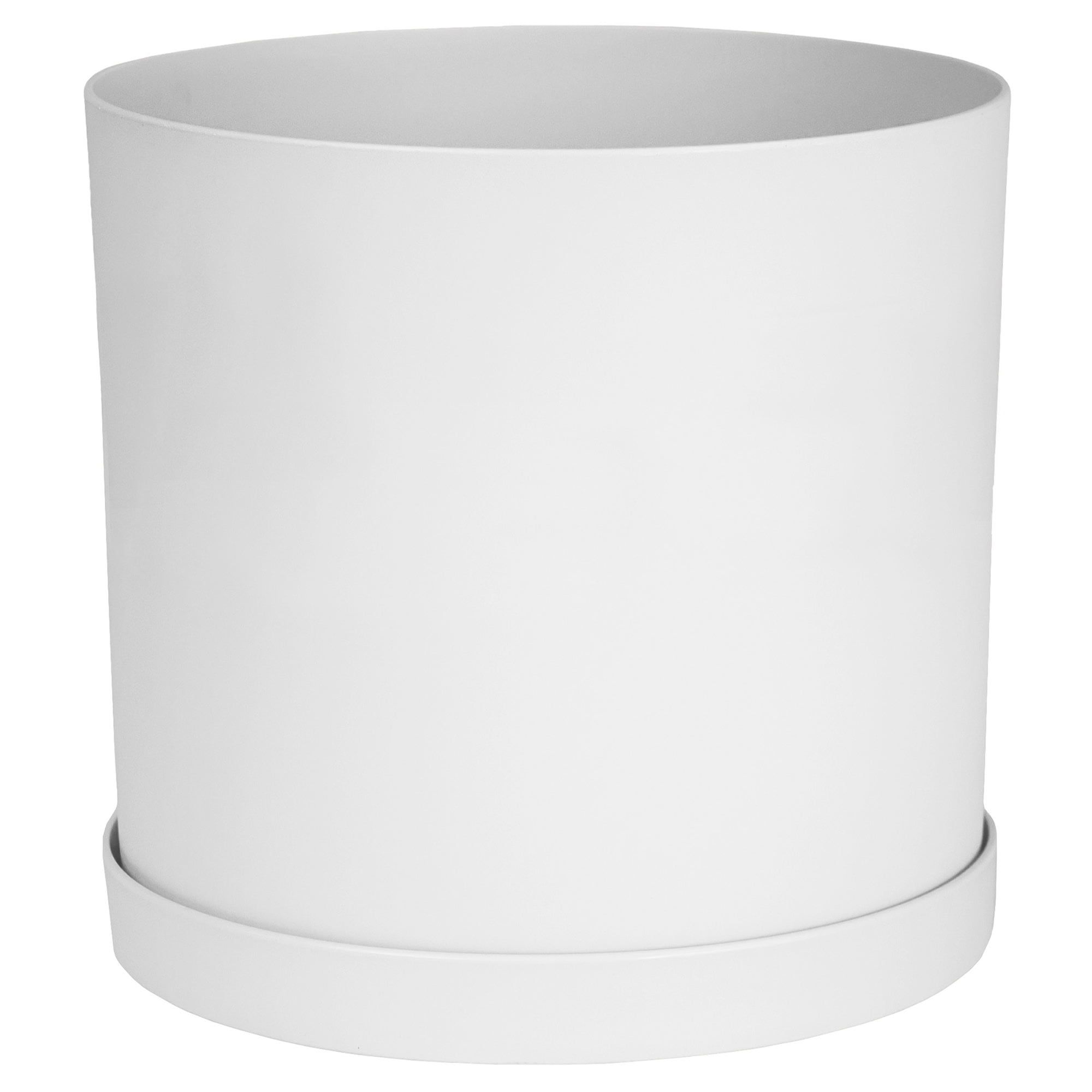 White Medium Round Resin Planter with Saucer