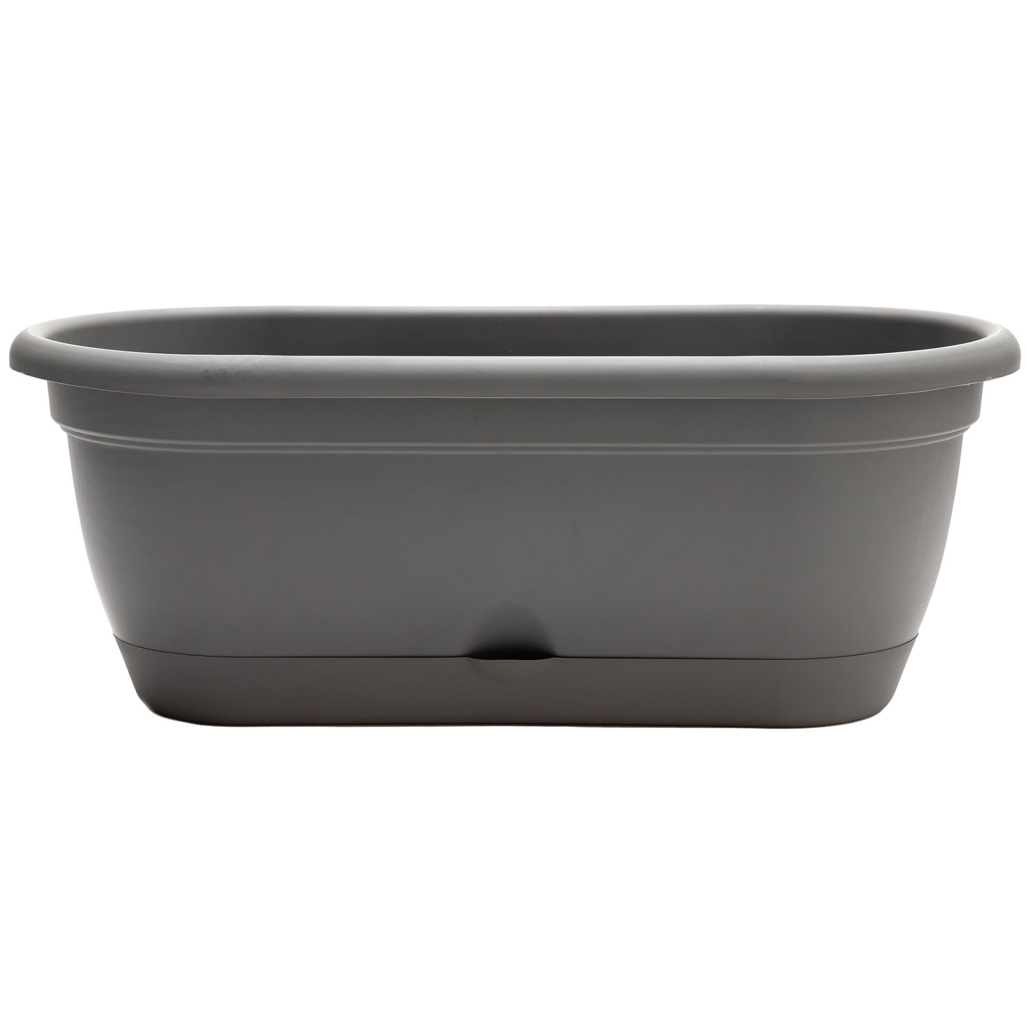 Charcoal Gray 18" Oval Self-Watering Window Box Planter