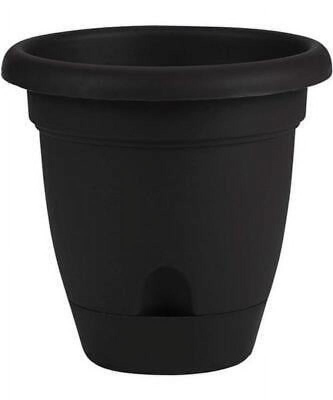 Lucca 10" Black Plastic Self-Watering Planter with Saucer