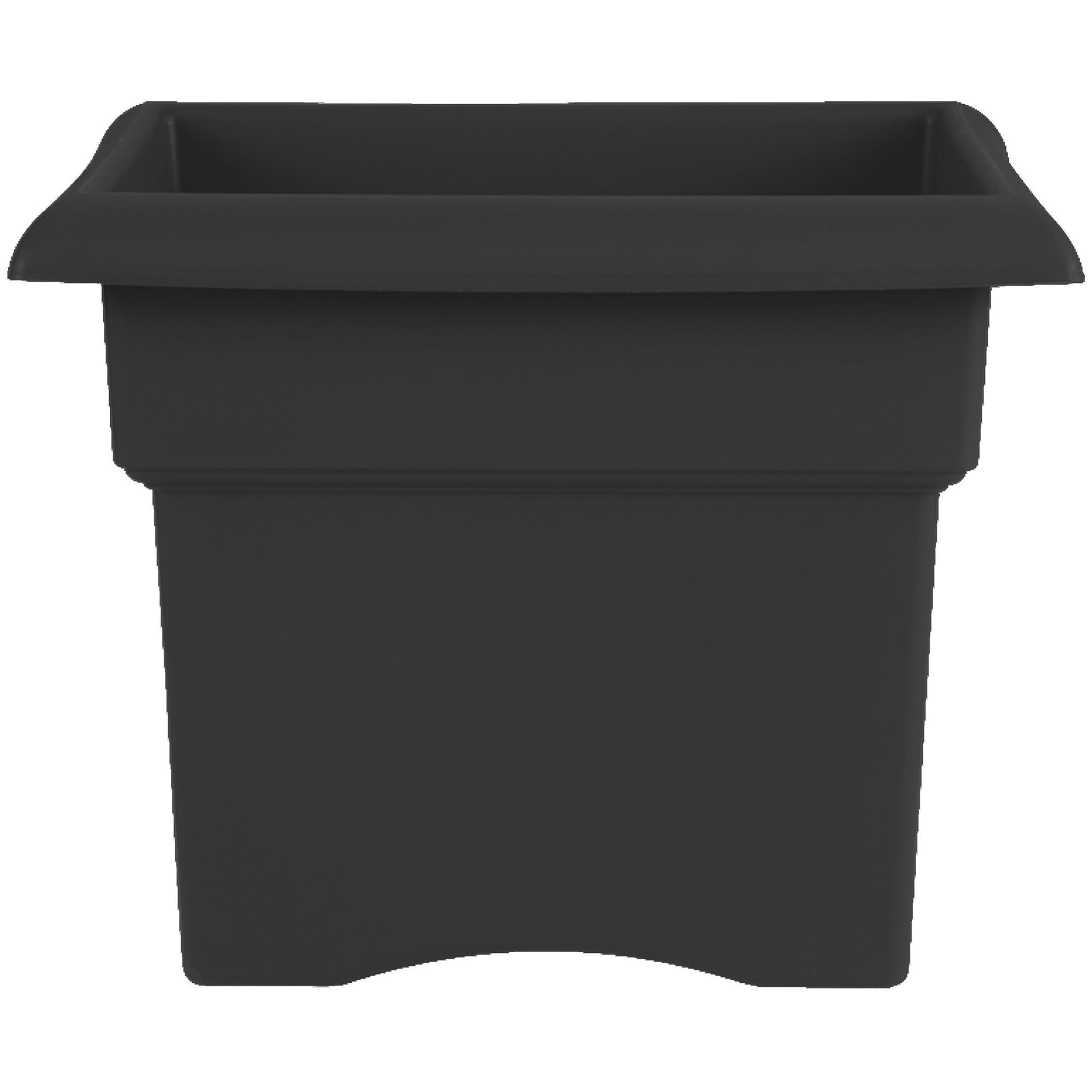 Bloem Veranda Square Black Plastic Planter Box for Indoor and Outdoor