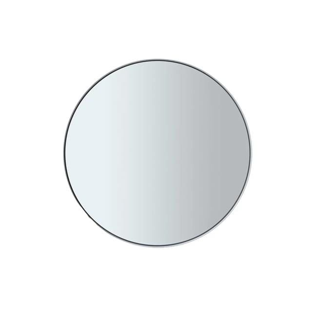 31'' Smoke Tinted Round Accent Mirror with White Steel Rim