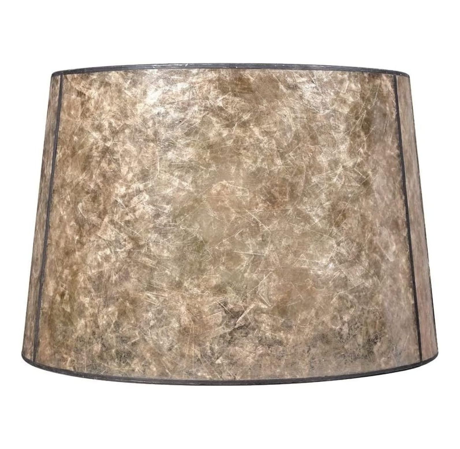 Blonde Mica Drum Lamp Shade with Bronze Spider Assembly